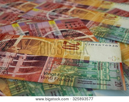 Currency Of Switzerland. Finance Background. Zurich. Chf. Swiss Franc.