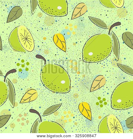 Seamless Pattern With Green Lime. Scandinavian Style. Unique Design.