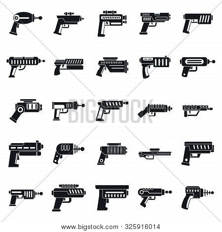 Blaster Gun Icons Set. Simple Set Of Blaster Gun Vector Icons For Web Design On White Background