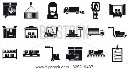 Warehouse Transport Icons Set. Simple Set Of Warehouse Transport Vector Icons For Web Design On Whit