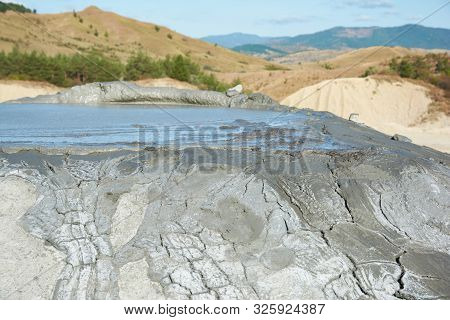 Muddy Volcanoes Paclele Mari Near Buzau, Romania. Mud And Natural-gas Eruptions Create Small Volcano