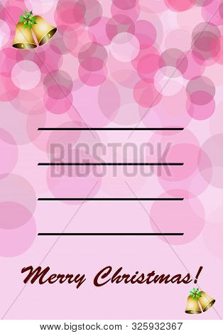 Merry Christmas Card With Empry Lines To Write Wishes - Red Bubbles Background