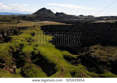 Icelandic Landscapes With Black Volcanic Soil, Nautre