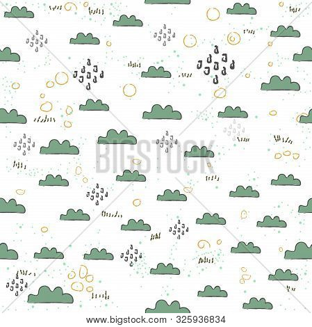 Seamless Pattern With Clouds. Scandinavian Style. Vector Illustration