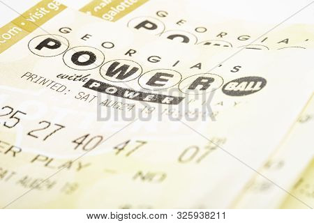 A Stack Of Powerball Lottery Tickets