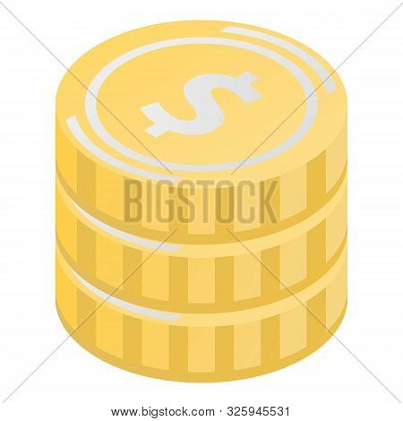 Gold Coins Stack Icon. Isometric Of Gold Coins Stack Vector Icon For Web Design Isolated On White Ba