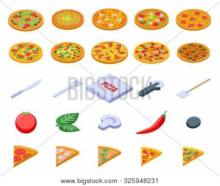Pizza Icons Set. Isometric Set Of Pizza Vector Icons For Web Design Isolated On White Background