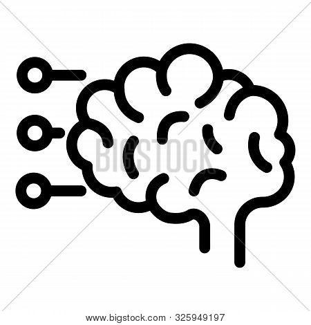 The Human Brain And Footnotes Icon. Outline The Human Brain And Footnotes Vector Icon For Web Design