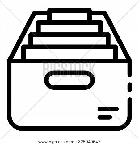 Box With Personal Files Icon. Outline Box With Personal Files Vector Icon For Web Design Isolated On