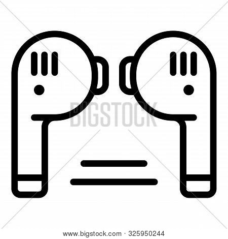 Wireless Earphones Icon. Outline Wireless Earphones Vector Icon For Web Design Isolated On White Bac