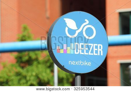 Berlin Germany - June 11, 2019: Deezer Bicycle Share Berlin Germany