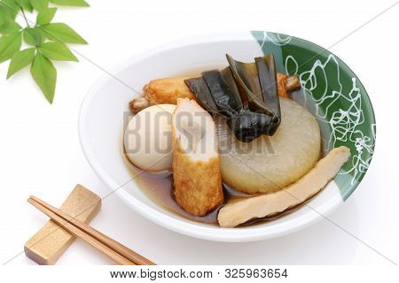 Japanese Food, Oden In A Bowl On White Background