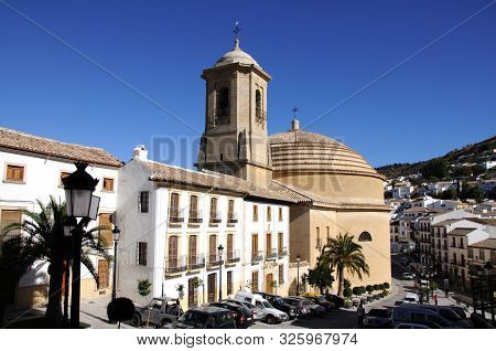 Montefrio, Spain - November 11, 2009 - View Of San Antonio Church And Main Town Street, Montefrio, G