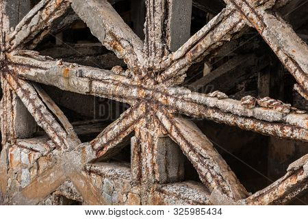 Reinforced Concrete Have Cracked And Rusty In Steel Structure In Caused By Salt In The Sea, Danger A
