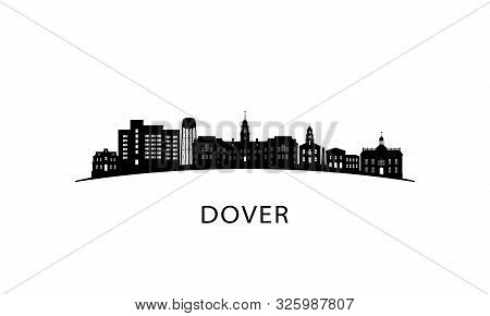 Dover City Skyline. Black Cityscape Isolated On White Background. Vector Banner.