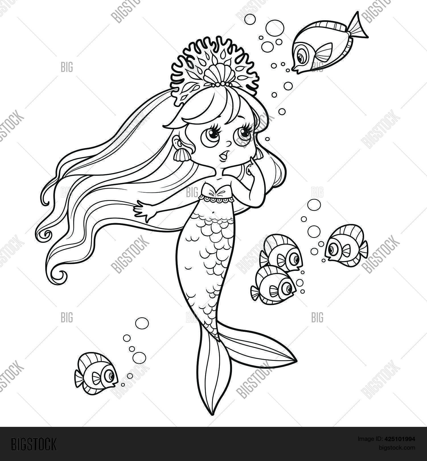 Cute Little Mermaid Vector &amp; Photo (Free Trial) | Bigstock