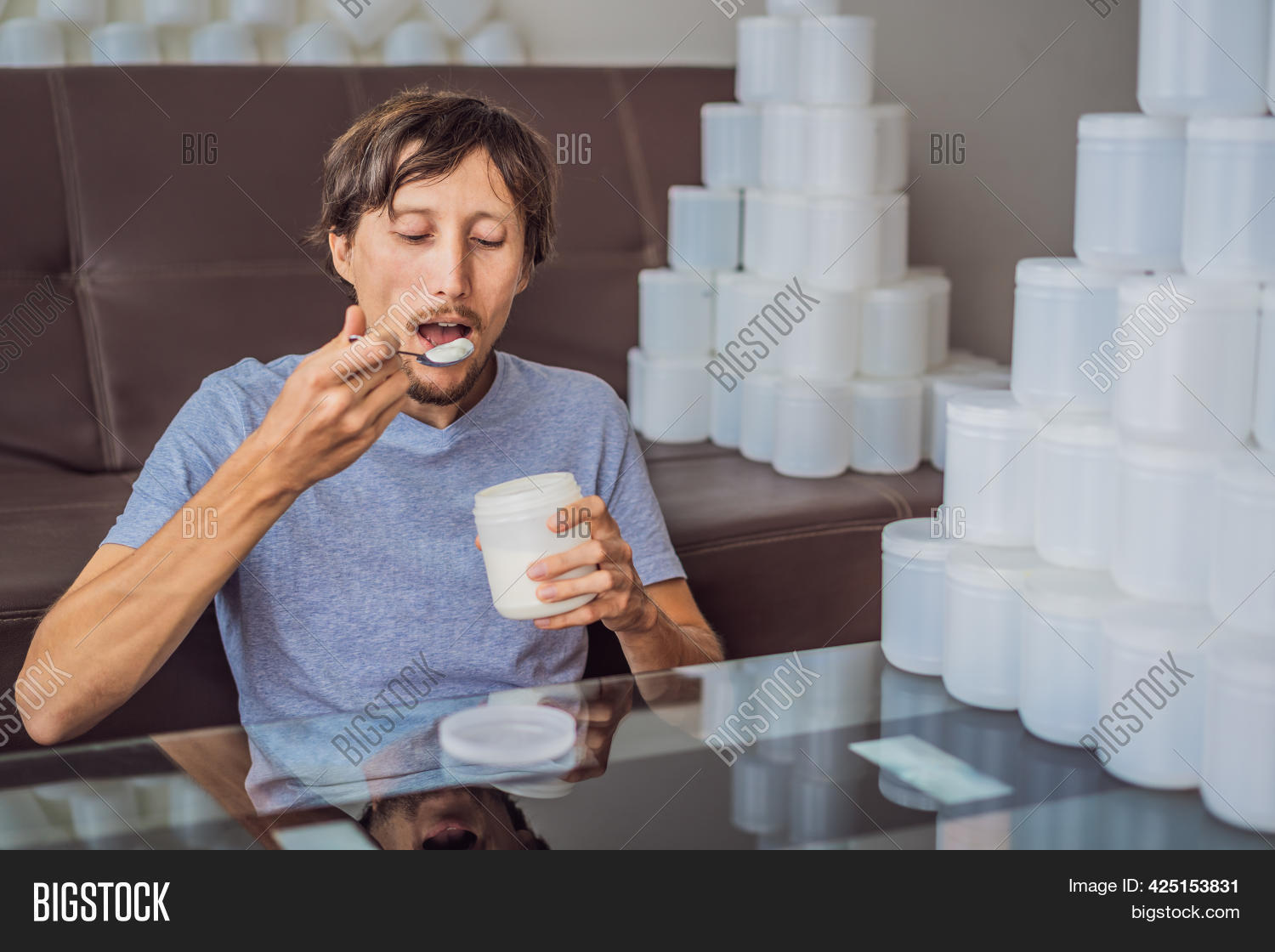 Man Eats Yogurt Image & Photo (Free Trial) Bigstock