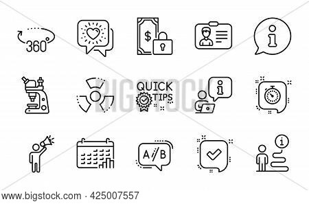 Technology Icons Set. Included Icon As Identification Card, Confirmed, Ab Testing Signs. Calendar Gr