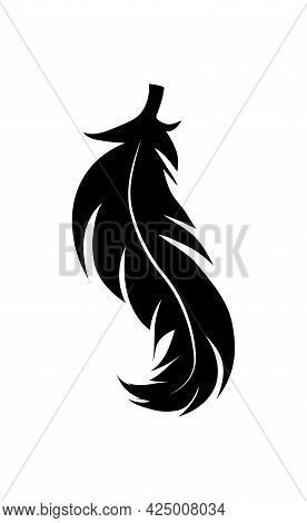 Illustration Of An Old Feather. Feather Silhouette. Retro Image Of Letter With Feather Icon.