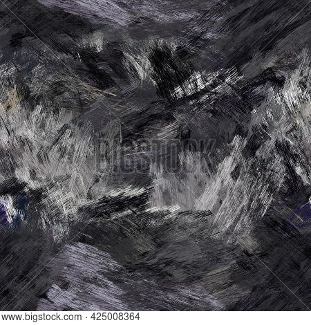 Seamless Abstract Painted Brushed Texture. Spikey Material Pattern Background. Grunge Rough Colour W