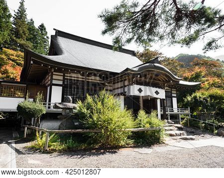 Koshu, Japan - October 26, 2017: Main Hall Of Keitokuin, A Buddhist Temple Dedicated To Takeda Katsu