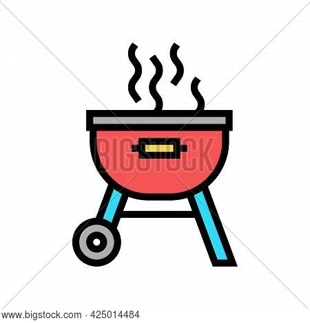 Bbq Iron Summer Picnic Color Icon Vector. Bbq Iron Summer Picnic Sign. Isolated Symbol Illustration