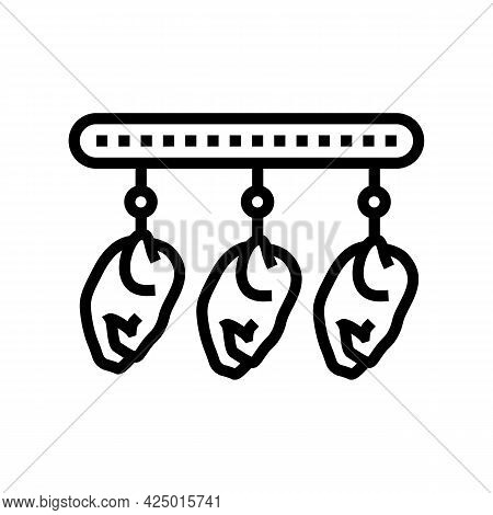 Chicken Carcass Suspended On Equipment Line Icon Vector. Chicken Carcass Suspended On Equipment Sign