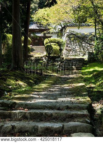 Otsu, Japan - August 21, 2018: On The Grounds Of Miidera, Temple Number 14 Of The Saigoku Kannon Pil