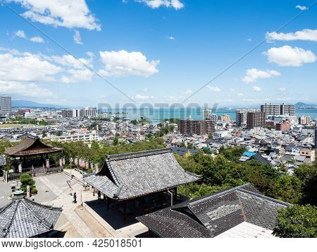 Otsu, Japan - August 21, 2018: Scenic View Over The City Of Otsu And Lake Biwa From Miidera, Temple 