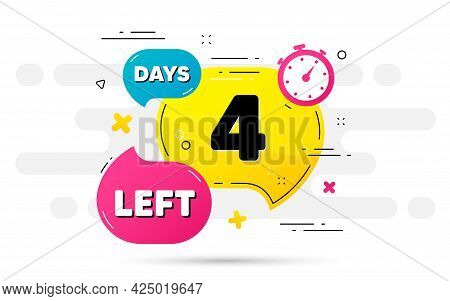 Four Days Left Icon. Countdown Number On Abstract Flow Pattern. 4 Days To Go Sign. Count Offer Date 