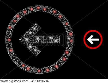 Bright Mesh Vector Back Direction With Glare Effect. White Mesh, Bright Spots On A Black Background 