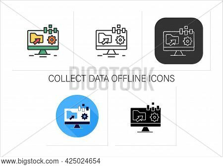 Collect Data Offline Icons Set.apps Include Forms Are Created Online, Can Filled Without Internet Ac