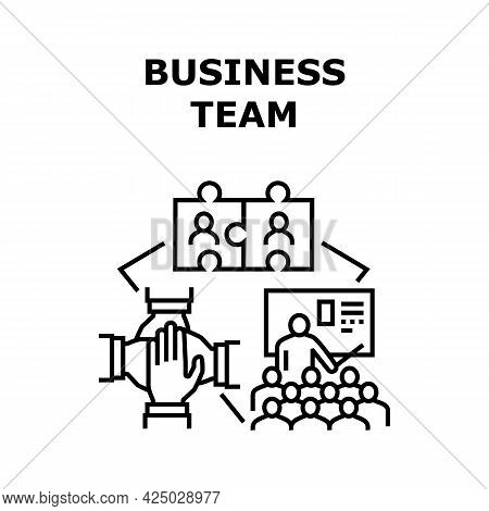 Business Team Vector Icon Concept. Business Team Conference And Brainstorming, Educational Course An