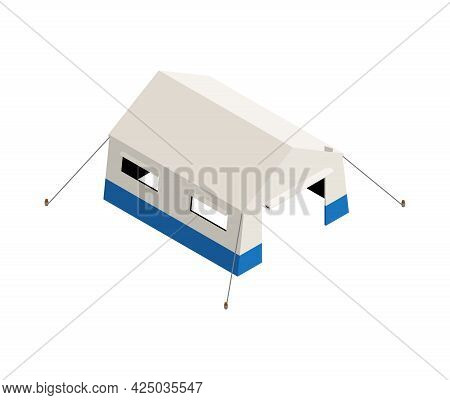 Isometric Icon With Refugee Camp Tent 3d Vector Illustration