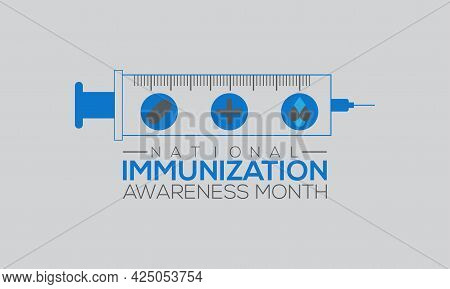 National Immunization Awareness Month Vector Banner Template Observed On August