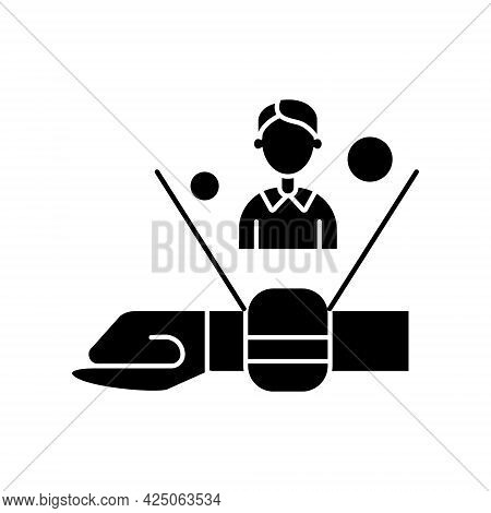 Futuristic Watch Glyph Icon. Cyberpunk Concept. Future With Robot Technology. Black Symbol. Isolated