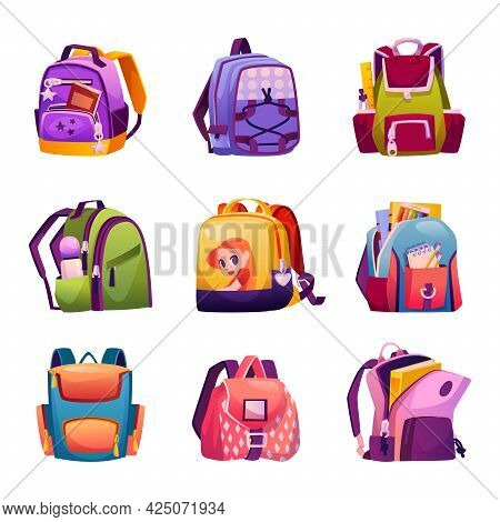 School Bags For Boys And Girls, Design And Models Of Boyish And Girlish Backpacks. Satchels With Sup