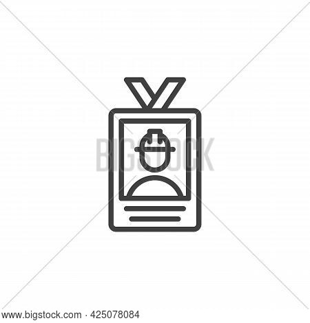 Construction Worker Badge Line Icon. Linear Style Sign For Mobile Concept And Web Design. Engineer I