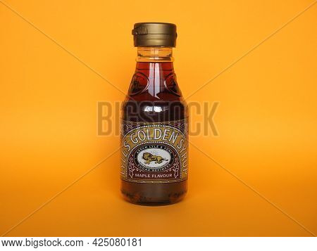Liverpool - Circa June 2021: Tate And Lyle Bottle Of Maple Syrup