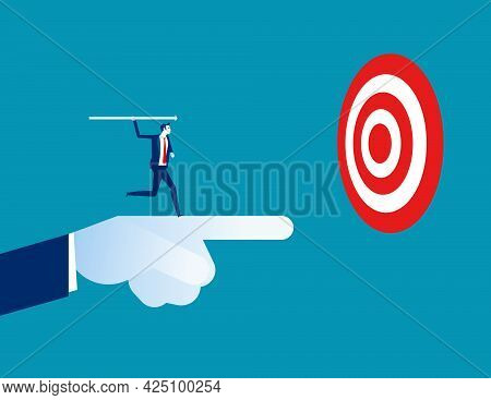 Leader Pointing To Target With Colleague Throwing The Arrow As Symbol Of Finding Success