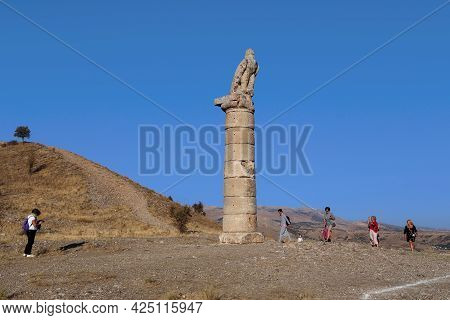 Mesopotamia, Turkey - October 8, 2020: A Group Of Unidentified Tourists Visiting The Ancient Karakus