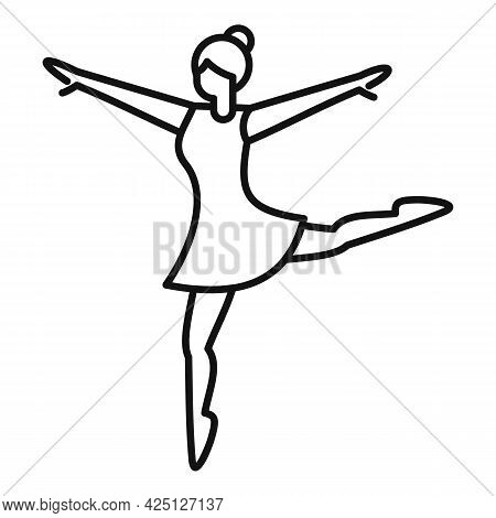 Ballet Pose Icon Outline Vector. Ballerina Dancer. Woman Dance Class