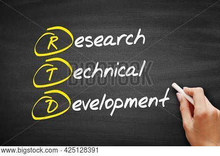 Rtd - Research Technical Development, Acronym Business Concept On Blackboard