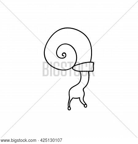 Single Hand Drawn Snail. Vector Illustration In Doodle Style. Isolate On A White Background.