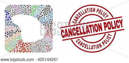 Vector Mosaic Lanai Island Map Of Different Symbols And Cancellation Policy Seal. Mosaic Lanai Islan
