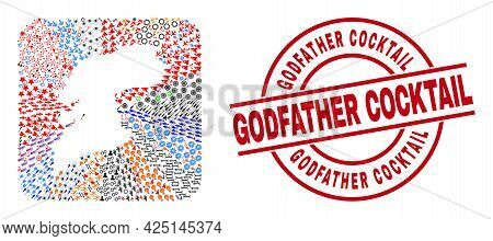 Vector Mosaic Pontevedra Province Map Of Different Pictograms And Godfather Cocktail Seal. Collage P