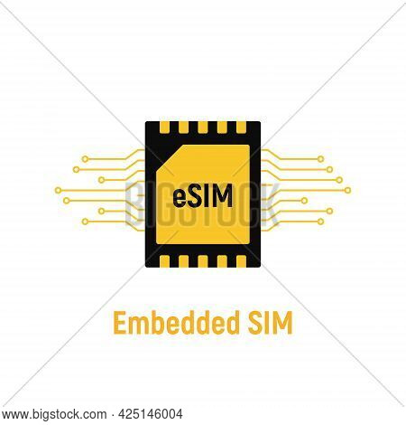 Esim Chip Card Concept Icon. Embedded Sim Card Cellular Mobile Technology Smart Concept