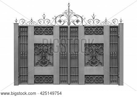 Elegance Forged Gates. Isolated On White Background.