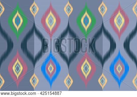 Ikat Textile Pattern And Geomatics Design Red Color Bohemian Fabric Pattern, Design Cloth Of Indian 