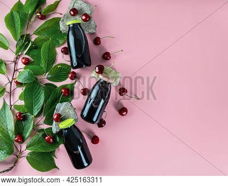 Homemade Kompot Or Compot From Sour Cherries, Non-alcoholic Cold Beverage. Traditional And Very Popu